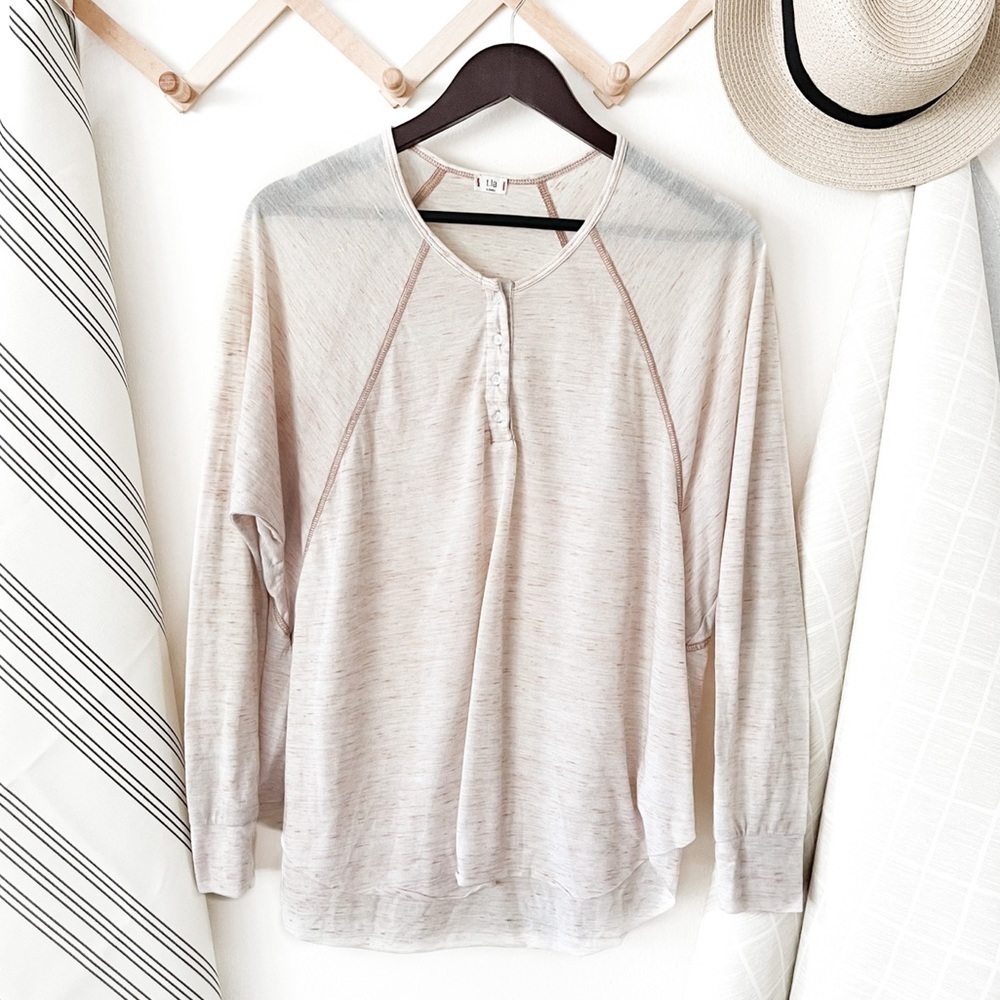 Anthropologie T.La Neutral Toned Long Sleeve Henley